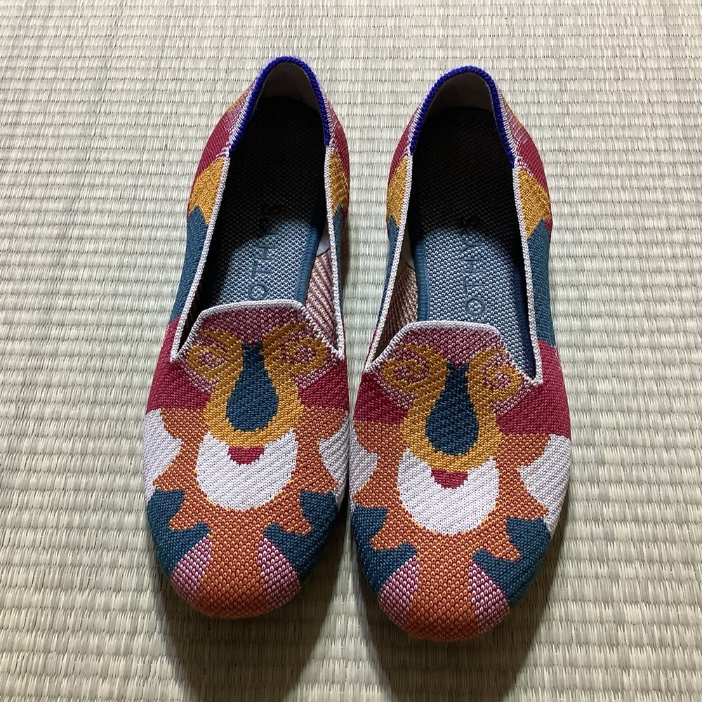 Rothy's Colorblock Floral Knit Flats - Pink, Orange, Gold, Blue